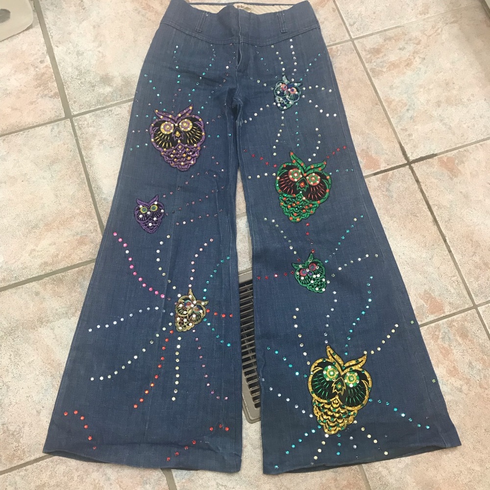 Vintage 70’s Sequin bling hippie Bellbottom jeanS
